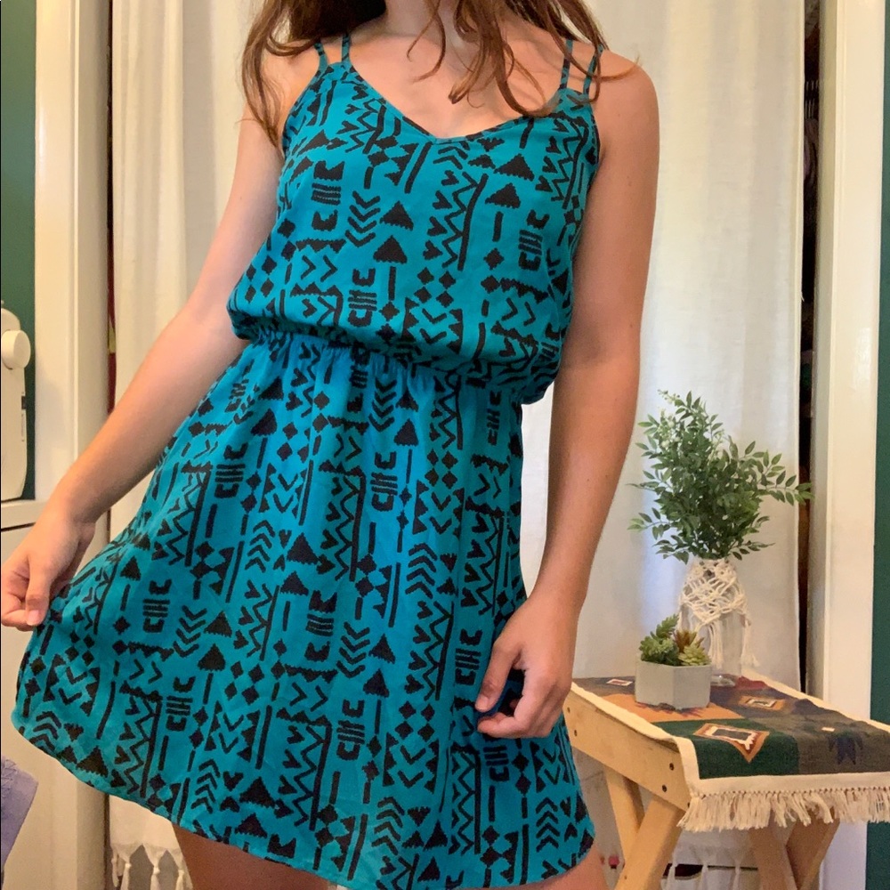 Blue Boho Print Dress
